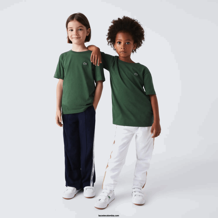niños Lacoste 6F243149 verde 5hx playera de jersey de algodón con cuello redondo niños Lacoste 6F243149 verde 5hx playera de jersey de algodón con cuello redondo