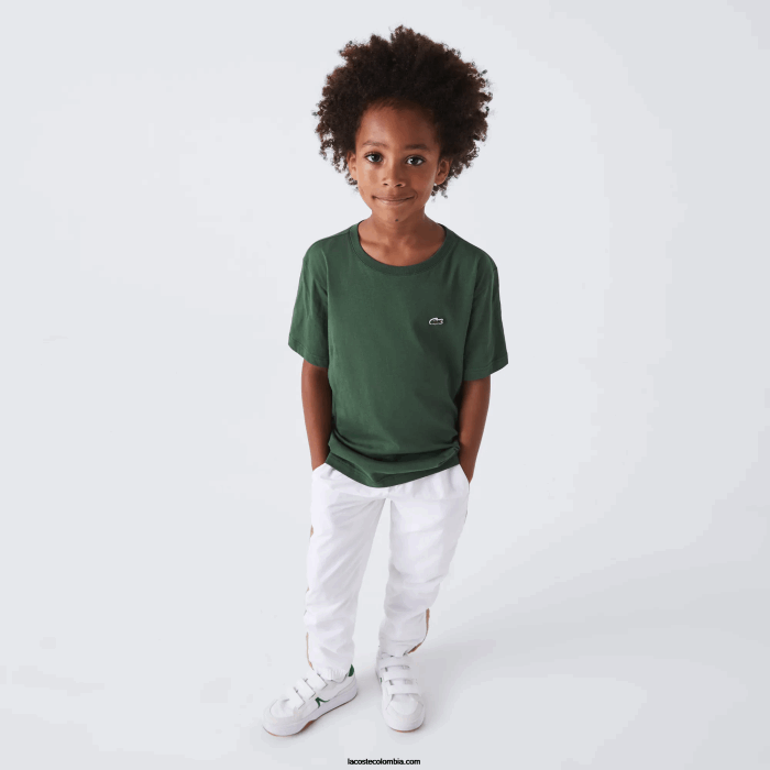 niños Lacoste 6F243149 verde 5hx playera de jersey de algodón con cuello redondo