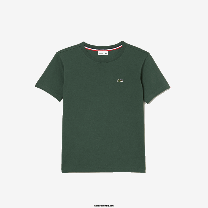 niños Lacoste 6F243149 verde 5hx playera de jersey de algodón con cuello redondo