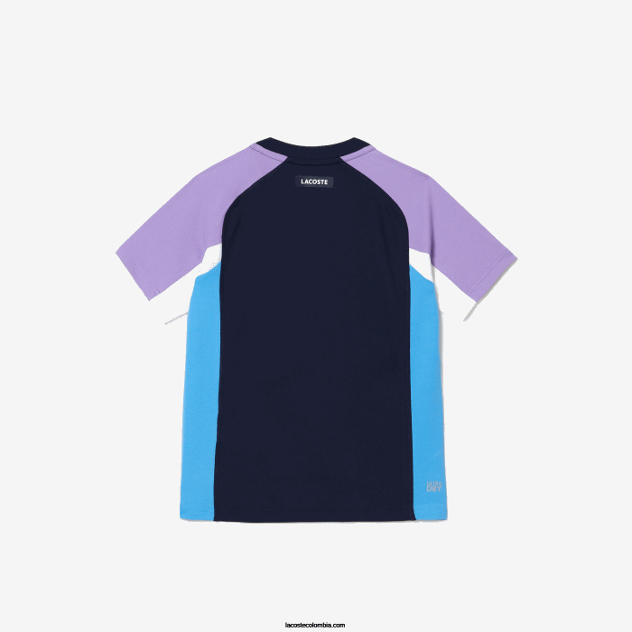 niños Lacoste 6F243153 azul marino violeta blanco azul 5xj playera sport tenis color block
