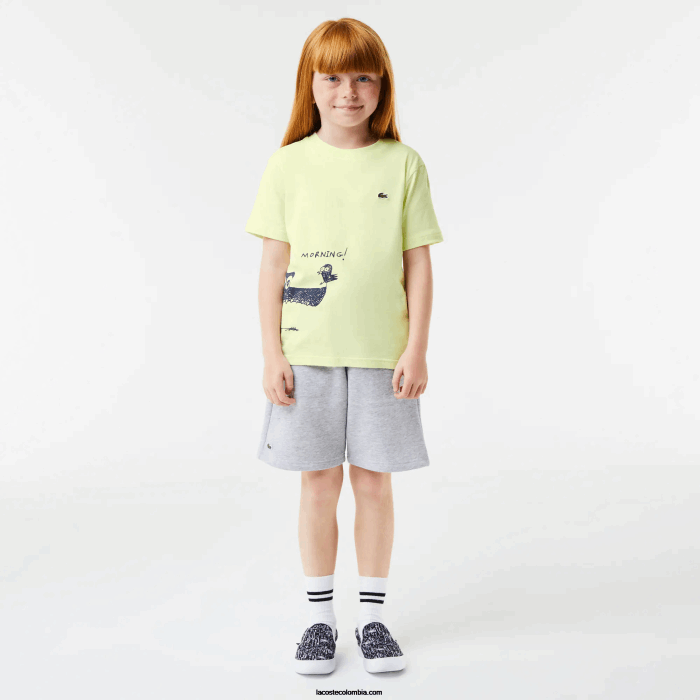 niños Lacoste 6F243161 amarillo 6gd camiseta con estampado de cocodrilo