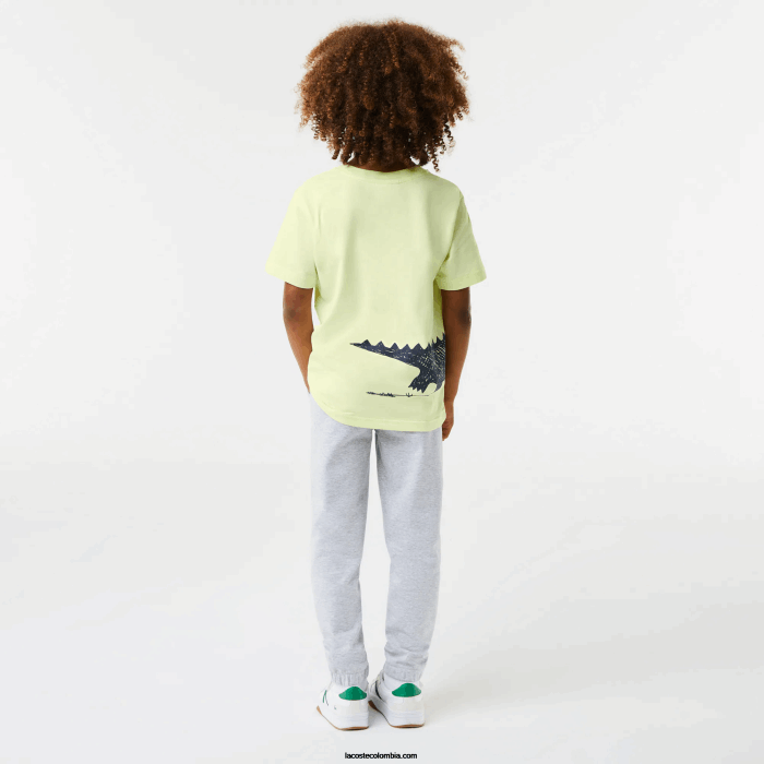 niños Lacoste 6F243161 amarillo 6gd camiseta con estampado de cocodrilo