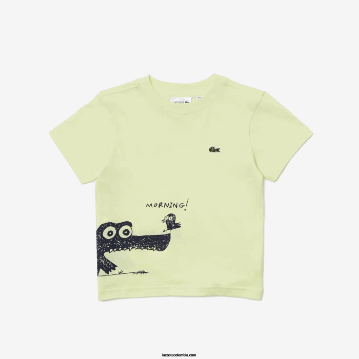 niños Lacoste 6F243161 amarillo 6gd camiseta con estampado de cocodrilo