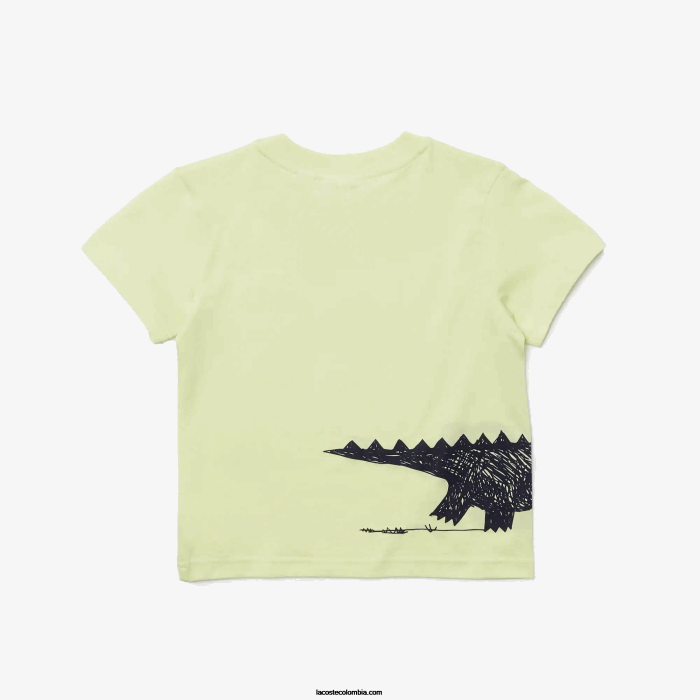 niños Lacoste 6F243161 amarillo 6gd camiseta con estampado de cocodrilo