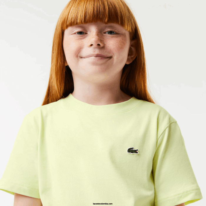niños Lacoste 6F243161 amarillo 6gd camiseta con estampado de cocodrilo