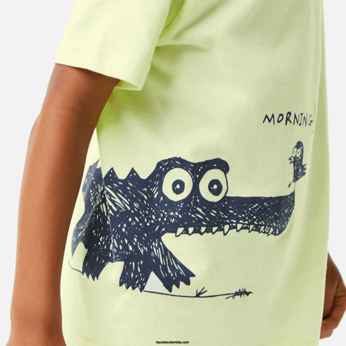 niños Lacoste 6F243161 amarillo 6gd camiseta con estampado de cocodrilo