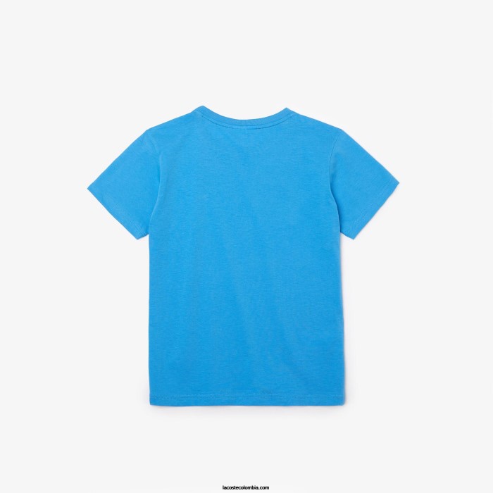 niños Lacoste 6F243166 azul 4xa playera de jersey de algodón con cuello redondo
