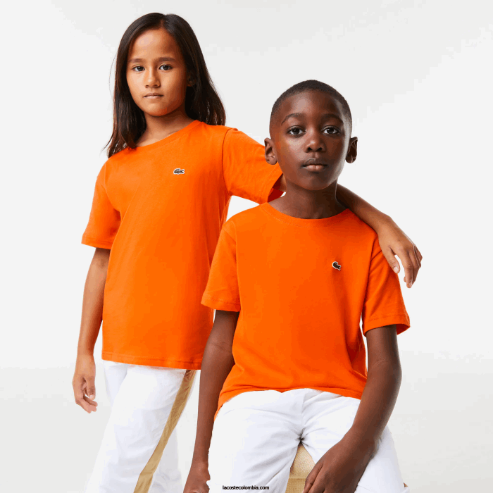 niños Lacoste 6F243177 naranja z4d playera de jersey de algodón con cuello redondo niños Lacoste 6F243177 naranja z4d playera de jersey de algodón con cuello redondo