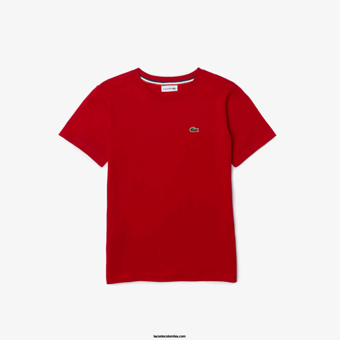 niños Lacoste 6F243178 gallina roja playera de jersey de algodón con cuello redondo niños Lacoste 6F243178 gallina roja playera de jersey de algodón con cuello redondo