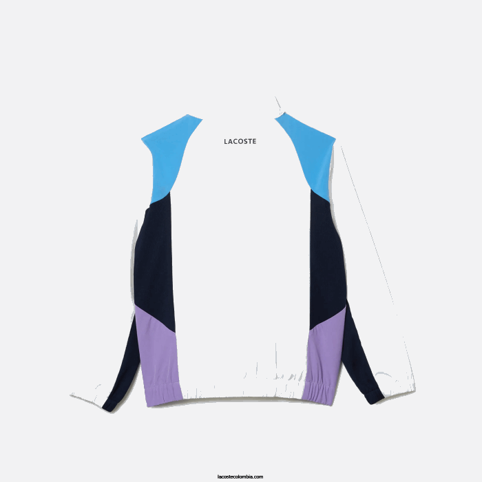 niños Lacoste 6F243185 blanco azul marino violeta 6hu chándal deportivo de tenis con bloques de color
