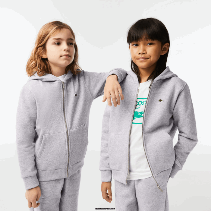 niños Lacoste 6F243191 lomo gris cca sudadera con capucha y bolsillo canguro niños Lacoste 6F243191 lomo gris cca sudadera con capucha y bolsillo canguro