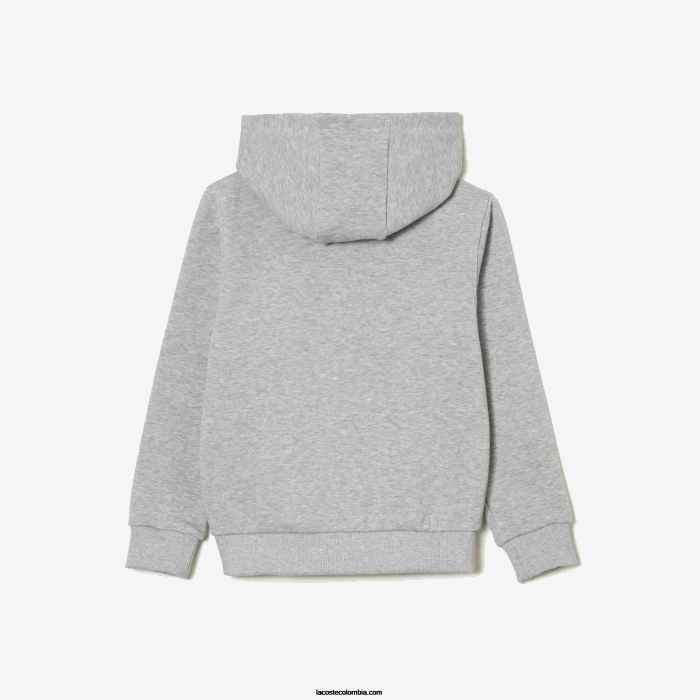 niños Lacoste 6F243191 lomo gris cca sudadera con capucha y bolsillo canguro