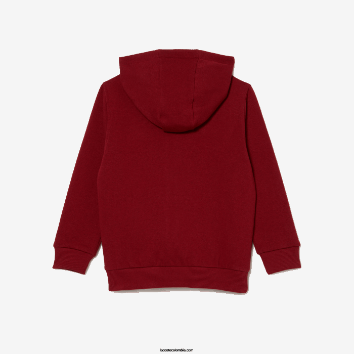 niños Lacoste 6F243192 burdeos ypw sudadera con capucha y bolsillo canguro