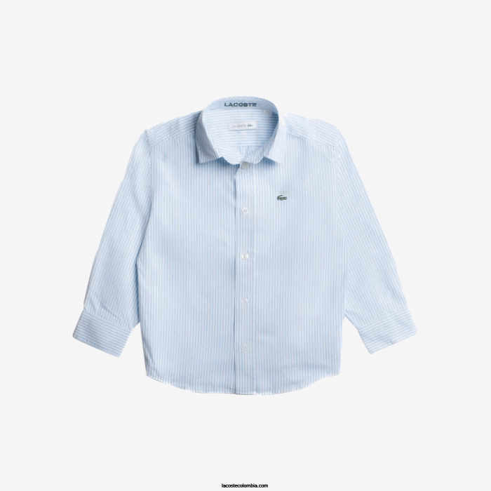 niños Lacoste 6F243201 blanco azul f6z camisa oxford con estampado de rayas niños Lacoste 6F243201 blanco azul f6z camisa oxford con estampado de rayas