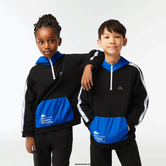 niños Lacoste 6F243205 negro azul 985 sudadera con capucha y bolsillo canguro niños Lacoste 6F243205 negro azul 985 sudadera con capucha y bolsillo canguro
