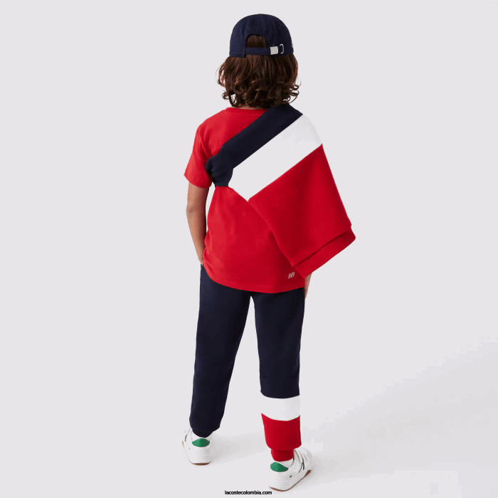 niños Lacoste 6F243215 azul marino blanco rojo ley pantalones deportivos de marca
