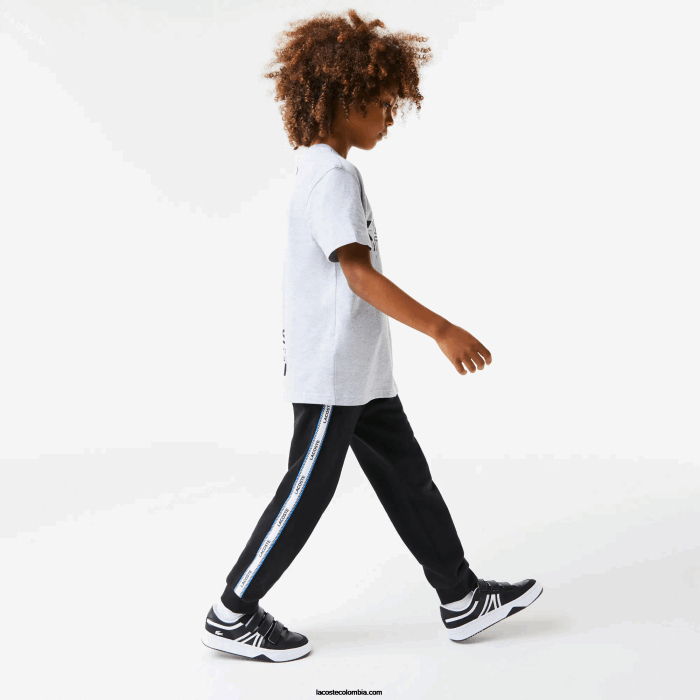 niños Lacoste 6F243223 negro azul 985 pantalones de chándal con bandas estampadas