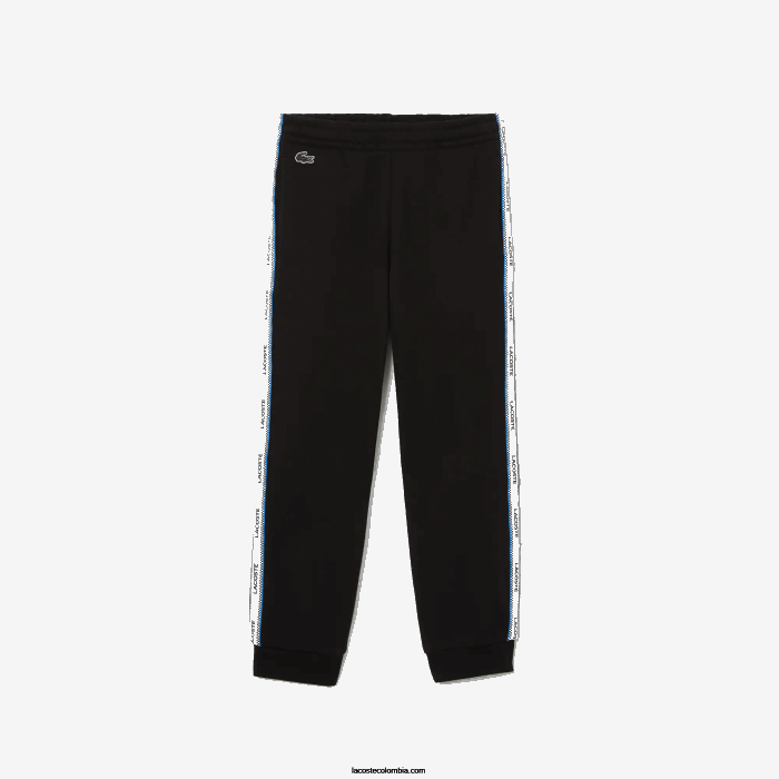 niños Lacoste 6F243223 negro azul 985 pantalones de chándal con bandas estampadas