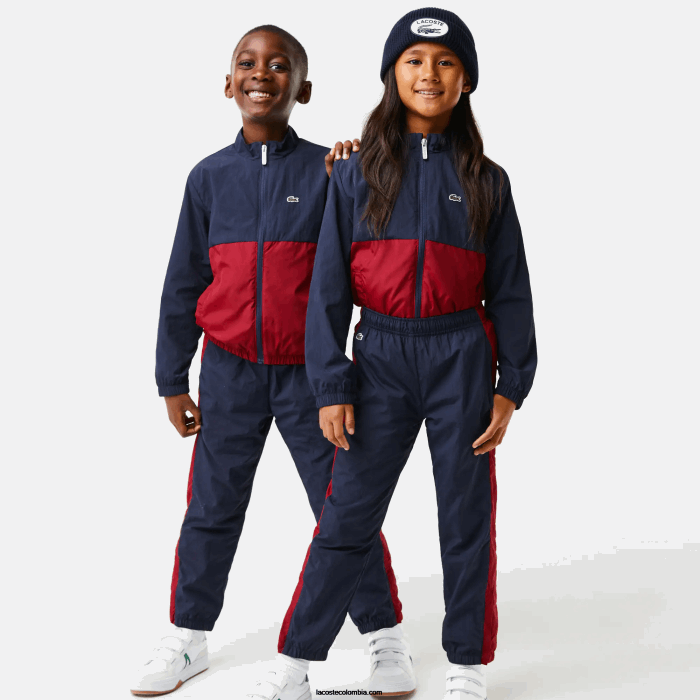 niños Lacoste 6F243225 lubricante burdeos azul marino pantalones de chándal con banda en contraste niños Lacoste 6F243225 lubricante burdeos azul marino pantalones de chándal con banda en contraste