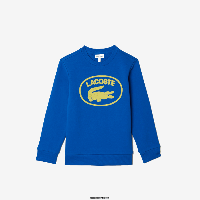 niños Lacoste 6F243241 k1q azul sudadera color block con logo en contraste niños Lacoste 6F243241 k1q azul sudadera color block con logo en contraste