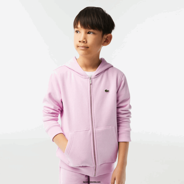 niños Lacoste 6F243252 rosa z4h sudadera con capucha y bolsillo canguro