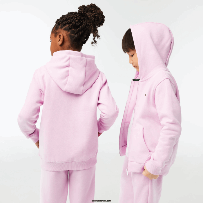 niños Lacoste 6F243252 rosa z4h sudadera con capucha y bolsillo canguro