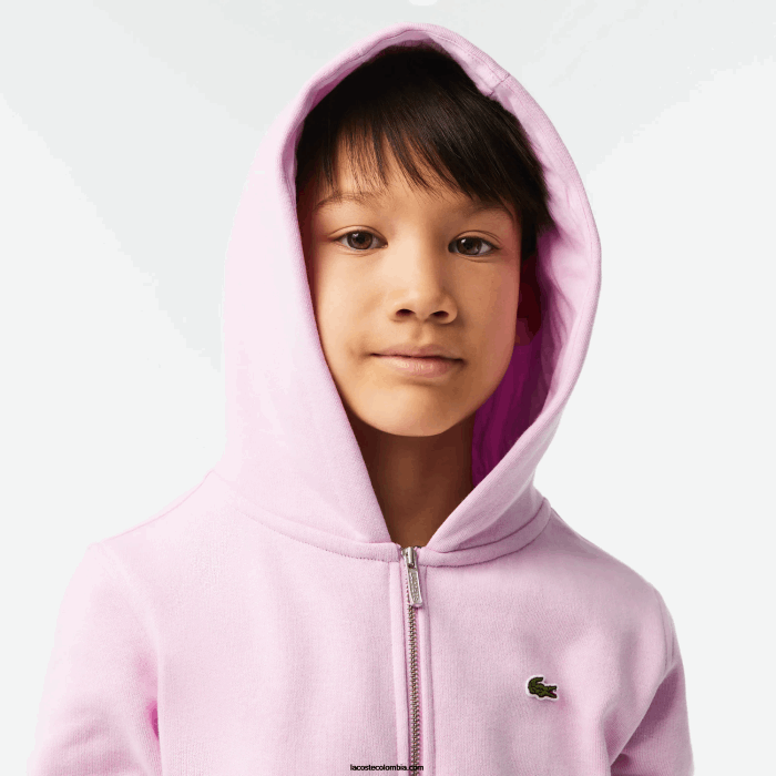 niños Lacoste 6F243252 rosa z4h sudadera con capucha y bolsillo canguro