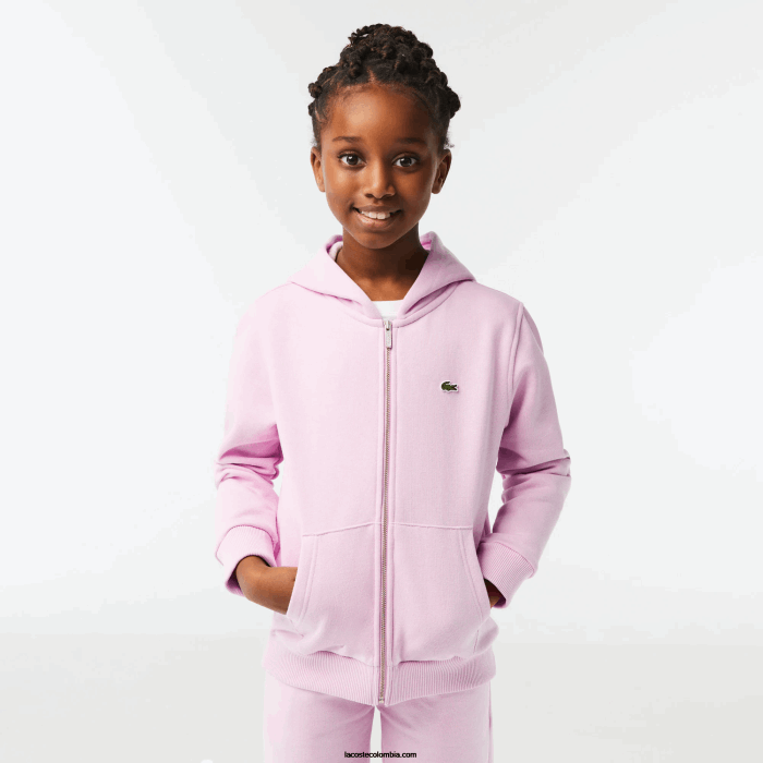 niños Lacoste 6F243252 rosa z4h sudadera con capucha y bolsillo canguro