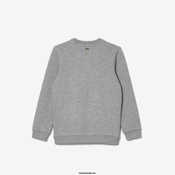 niños Lacoste 6F243255 gris lomo blanco verde jnd sudadera heritage con cuello redondo y cocodrilo