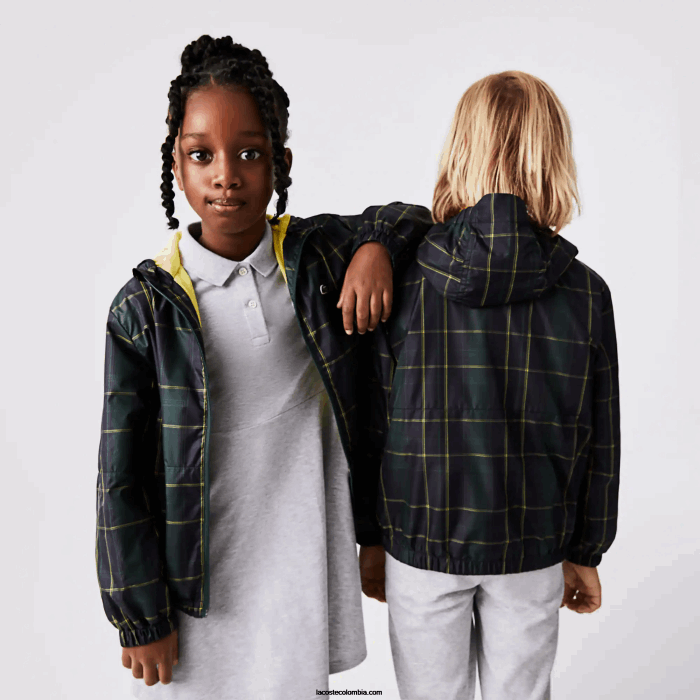 niños Lacoste 6F243262 azul marino verde amarillo 9dw cortavientos repelente al agua
