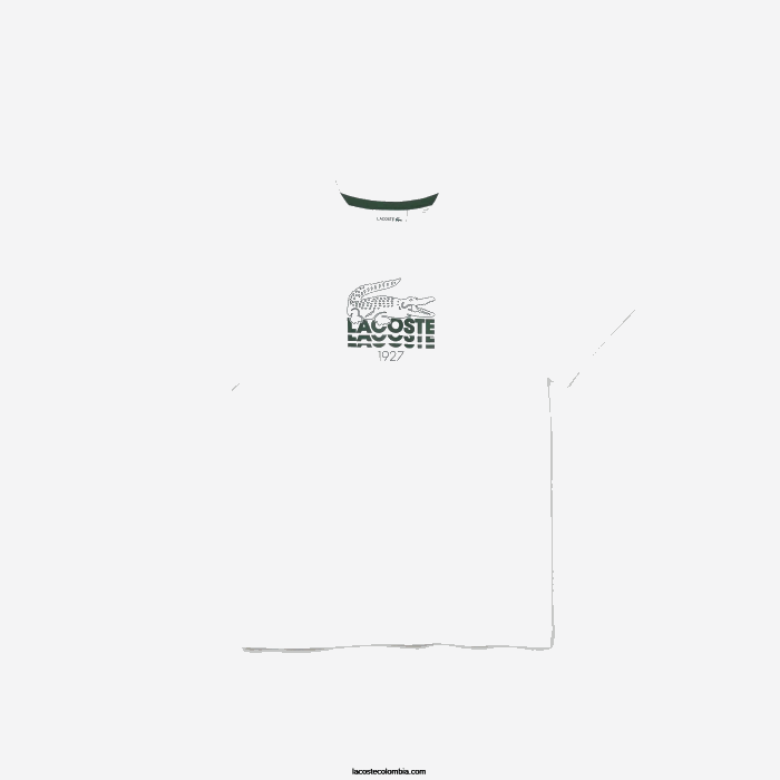 Niños Lacoste 6F243119 blanco 001 playera de algodón con cuello redondo y letras de cocodrilo Niños Lacoste 6F243119 blanco 001 playera de algodón con cuello redondo y letras de cocodrilo