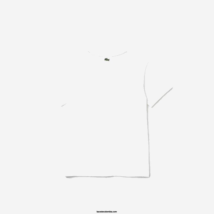 Niños Lacoste 6F243119 blanco 001 playera de algodón con cuello redondo y letras de cocodrilo