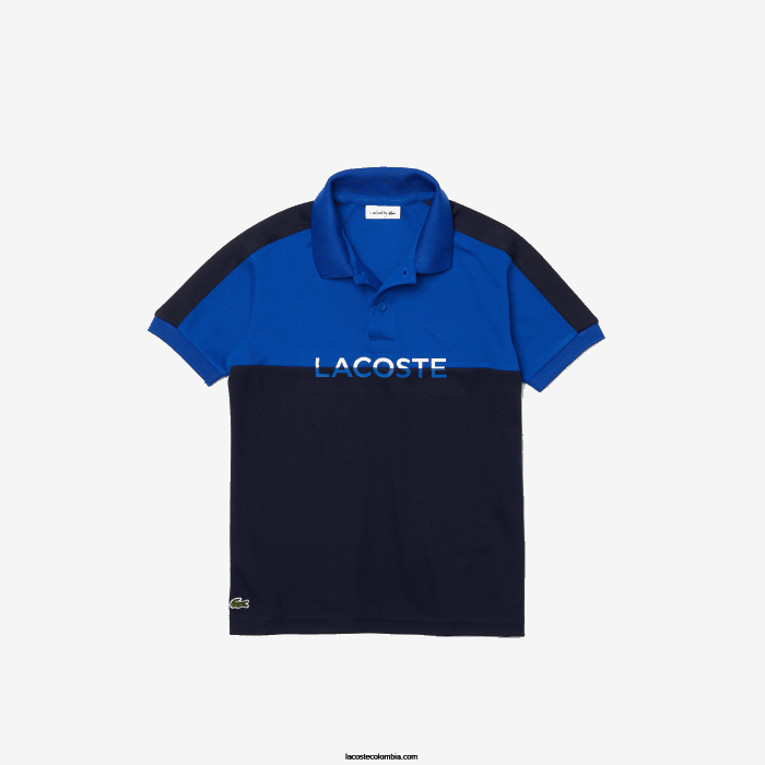 Niños Lacoste 6F243183 azul marino mt5 polo transpirable de piqué color block Niños Lacoste 6F243183 azul marino mt5 polo transpirable de piqué color block