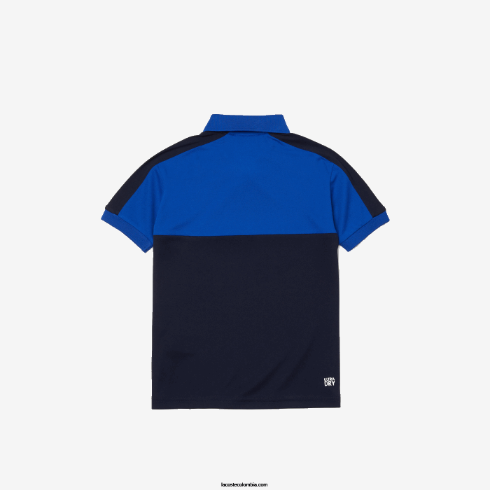 Niños Lacoste 6F243183 azul marino mt5 polo transpirable de piqué color block