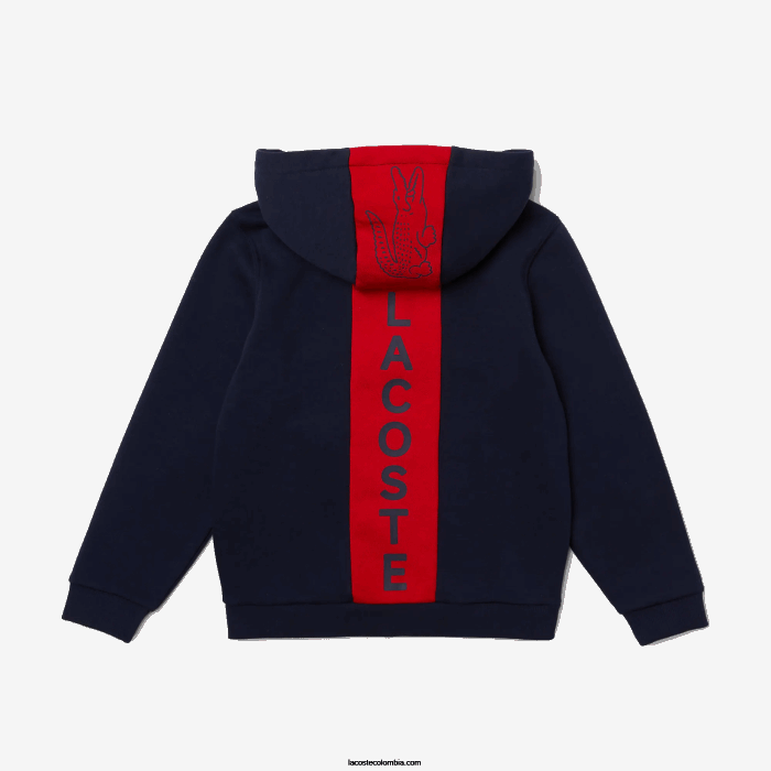 Niños Lacoste 6F243253 azul marino rojo k1h chaqueta polar con cremallera y logo