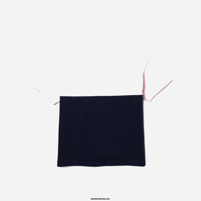 chicas Lacoste 6F243179 azul marino blanco rosa gta playera Heritage de algodón con cuello redondo y diseño colour block