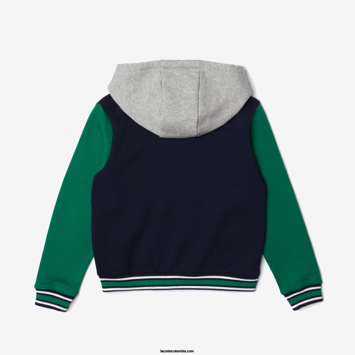 niños Lacoste 6F243267 azul marino gris chine verde blanco jxx chamarra deportiva Heritage con capucha y diseño colour block