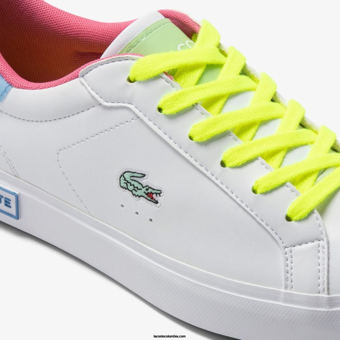 juniors Lacoste 6F243070 blanco/verde 082 tenis powercourt sintéticos color pop