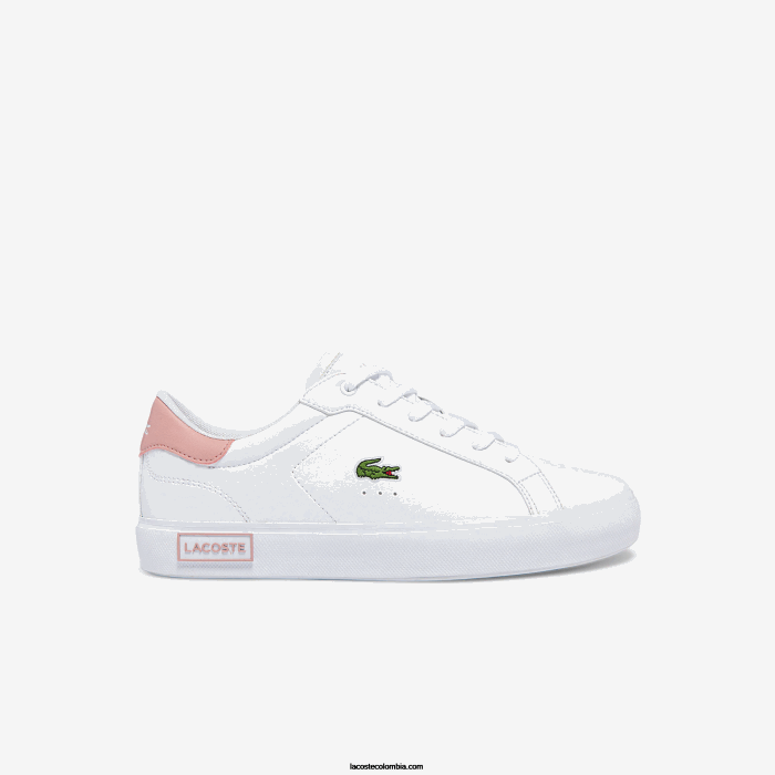 juniors Lacoste 6F243308 blanco y rosa claro 1y9 tenis sintéticos powercourt