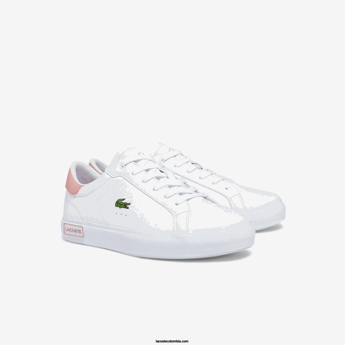 juniors Lacoste 6F243308 blanco y rosa claro 1y9 tenis sintéticos powercourt