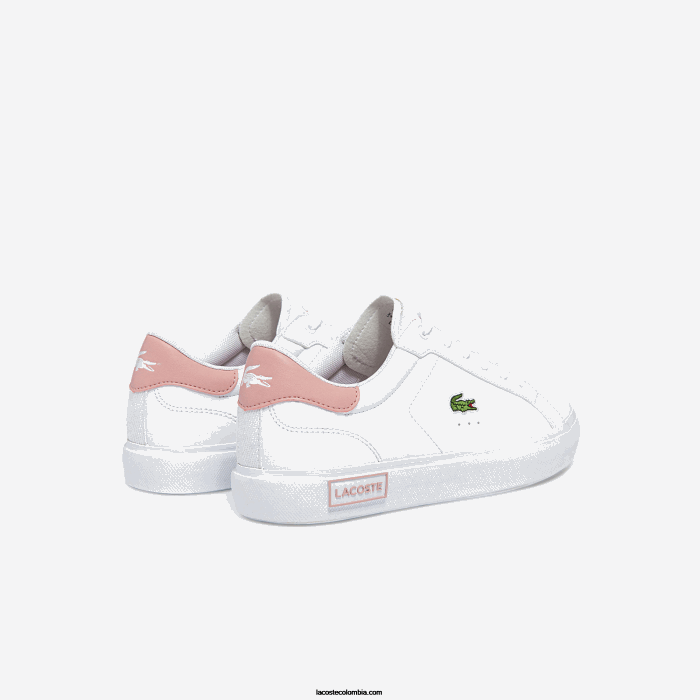 juniors Lacoste 6F243308 blanco y rosa claro 1y9 tenis sintéticos powercourt