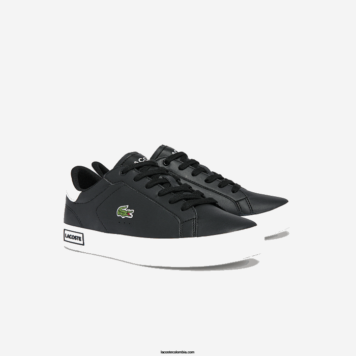 juniors Lacoste 6F243309 blanco y negro 312 tenis sintéticos powercourt