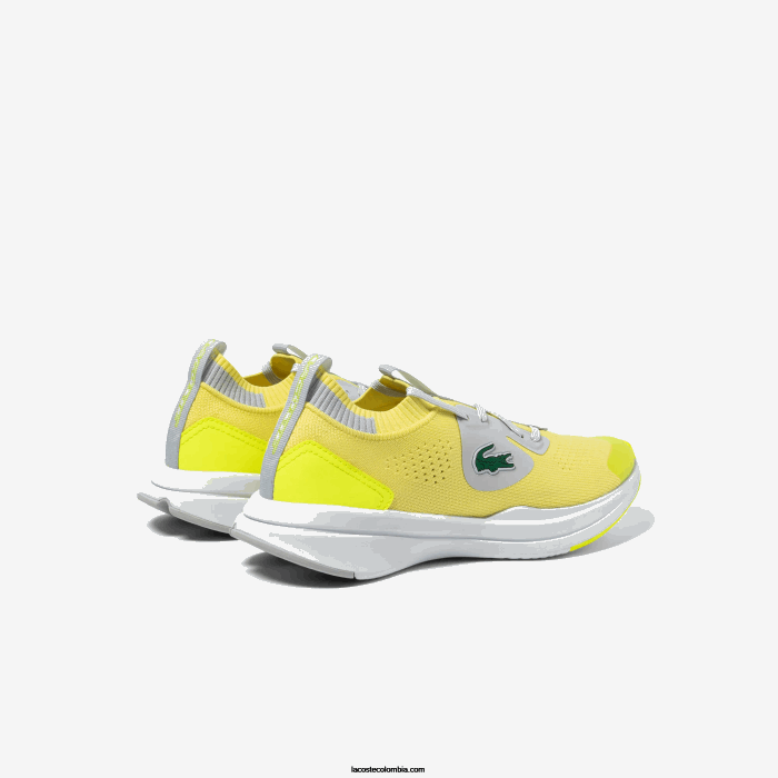 juniors Lacoste 6F243313 amarillo/gris claro 382 tenis run spin de tejido de punto