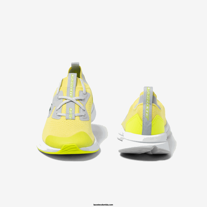 juniors Lacoste 6F243313 amarillo/gris claro 382 tenis run spin de tejido de punto