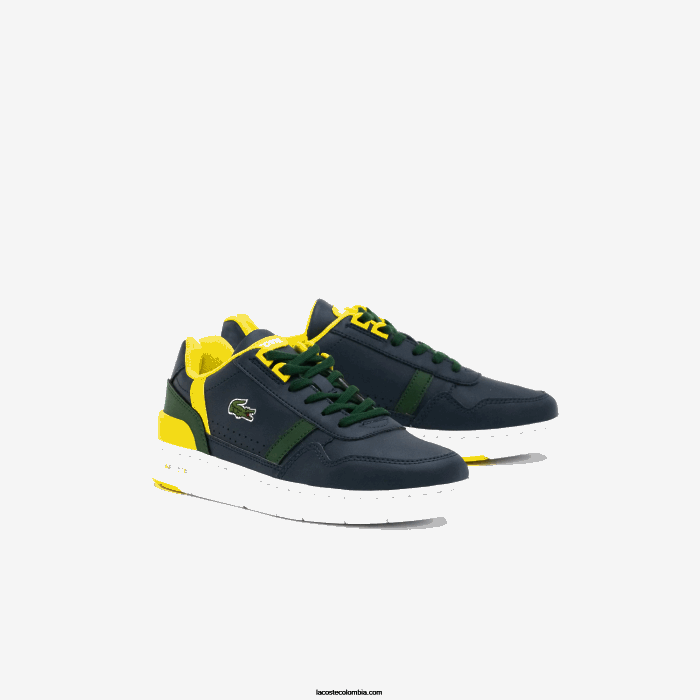juniors Lacoste 6F243315 azul marino y verde 2s3 tenis sintéticos con clip en T