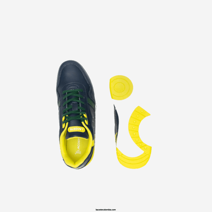 juniors Lacoste 6F243315 azul marino y verde 2s3 tenis sintéticos con clip en T
