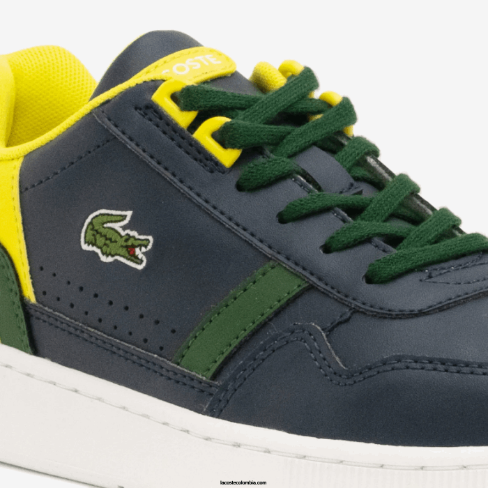 juniors Lacoste 6F243315 azul marino y verde 2s3 tenis sintéticos con clip en T