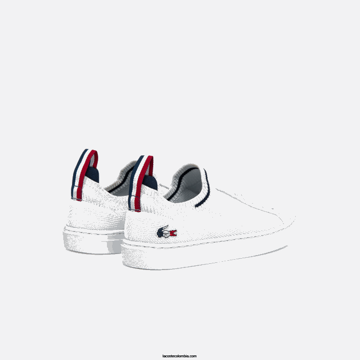 juniors Lacoste 6F243317 blanco/azul marino y rojo 407 tenis la piquee textil tricolor