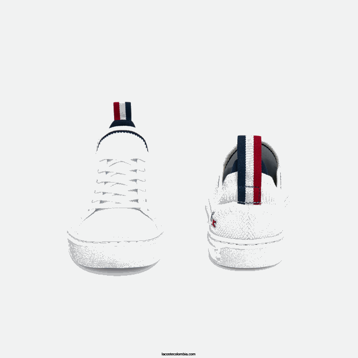 juniors Lacoste 6F243317 blanco/azul marino y rojo 407 tenis la piquee textil tricolor