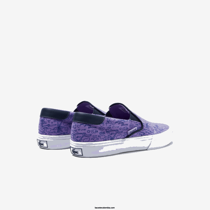 juniors Lacoste 6F243323 morado blanco 84x saltar servir textil sin cordones